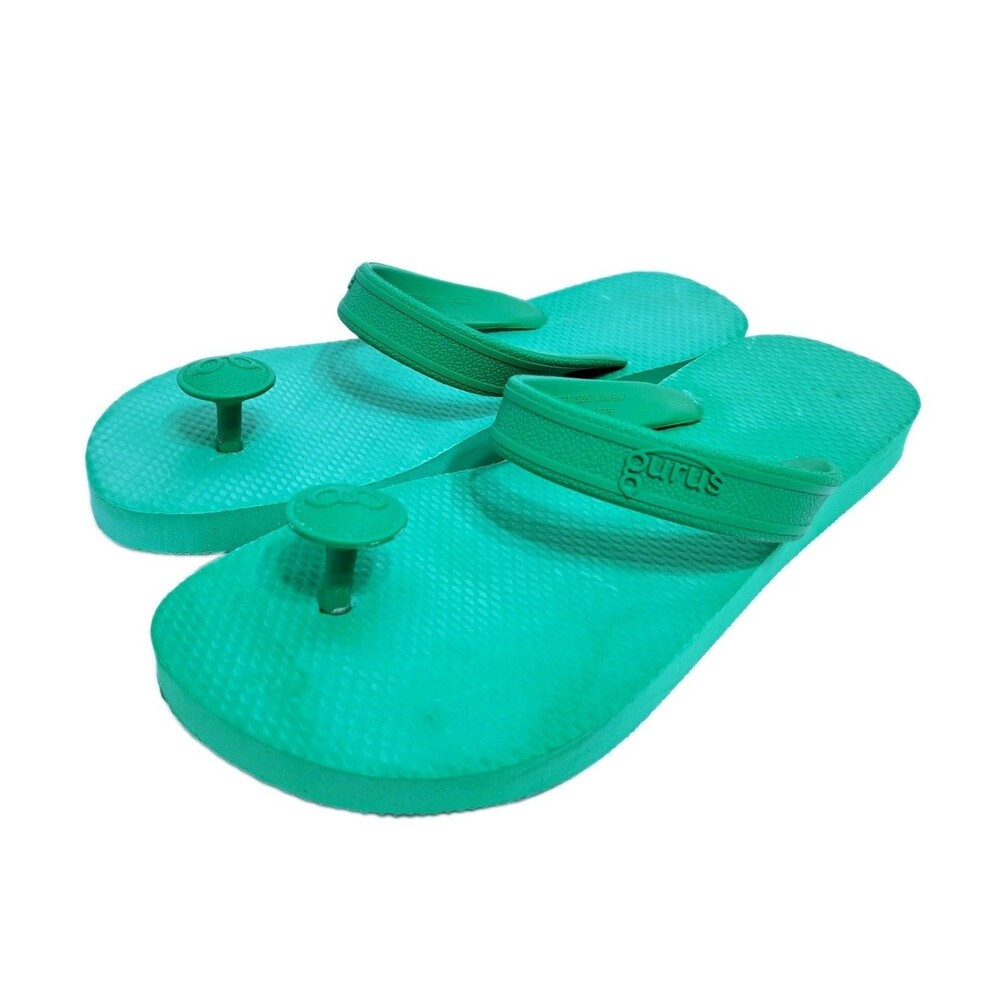 Gurus Natural Rubber Flip Flop Sandals Green Women's Size 8/9 Beach Pool